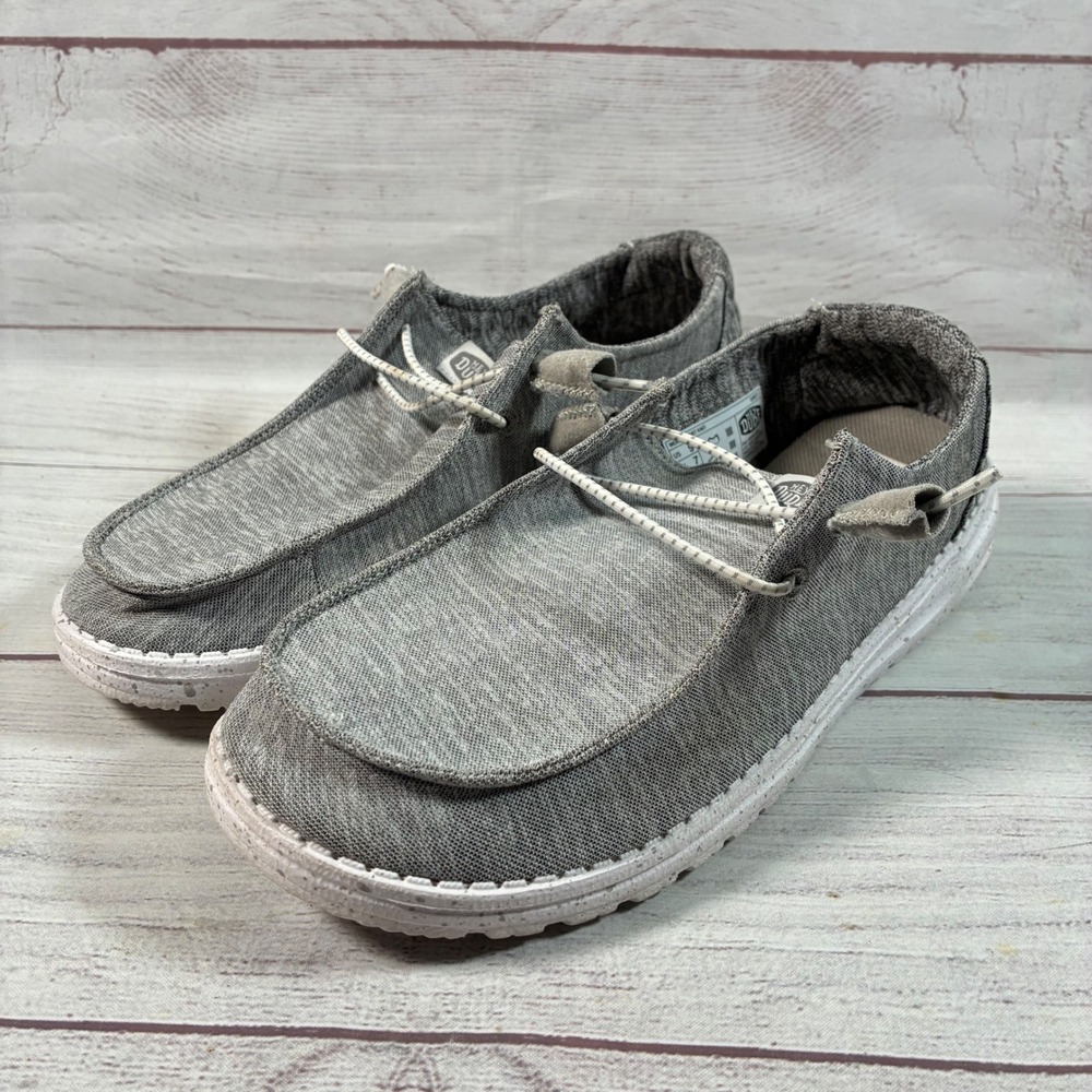 HEYDUDE Wendy Sport Knit Loafers Womens 9 Gray Slip On Lightweight Comfort Shoes